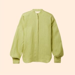Bondi Born Everywhere Lime Green Linen Shirt Size L